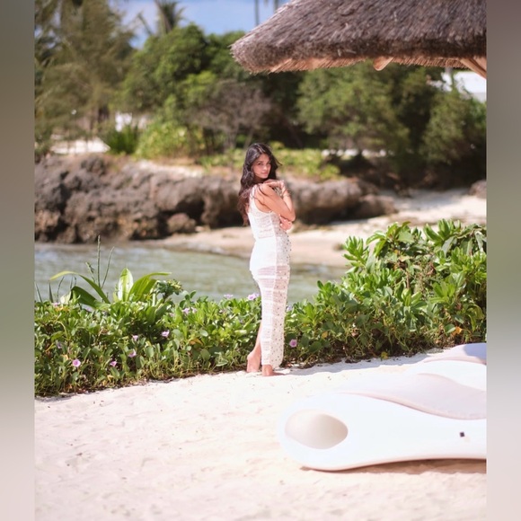 ZARA ~ Mesh Open Knit Dress with Seashells / coverup - Picture 3 of 16